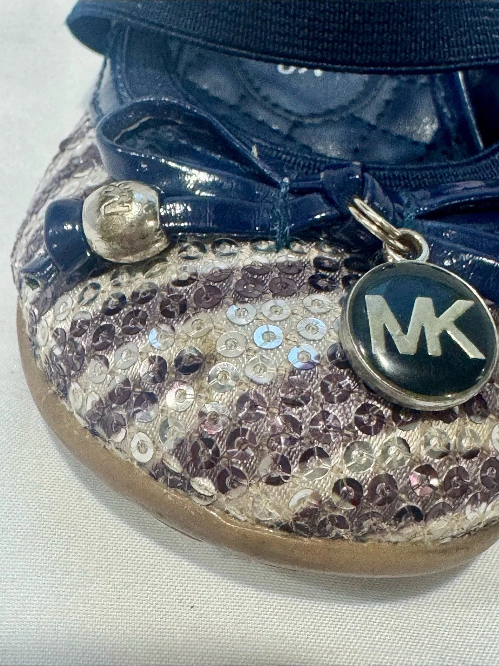 Michael Kors Lil Kory Zebra Sequin Mary Jane Flats Girls Size 7